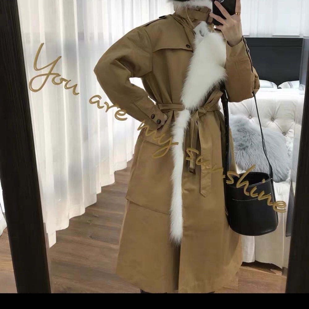 Real fox fur trench coat